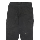 DICKIES Mens Black Cotton Blend Relaxed Cargo Trousers W36 L30 Workwear Durable