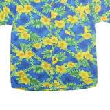 ROUNDY BAY Mens Blue & Yellow Hawaiian Shirt M Summer Vacation Beach Casual