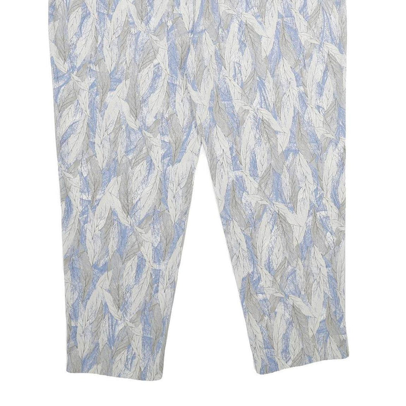 Womens Relaxed White & Light Blue Printed Casual Trousers W38 L27