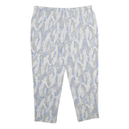 Womens Relaxed White & Light Blue Printed Casual Trousers W38 L27