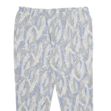 Womens Relaxed White & Light Blue Printed Casual Trousers W38 L27