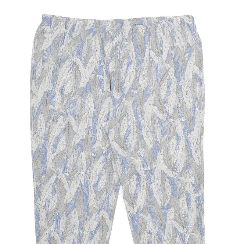 Womens Relaxed White & Light Blue Printed Casual Trousers W38 L27