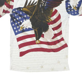 AMERICAN SUMMER Mens White Cotton Blend Eagle Print Short Sleeve Polo Shirt S