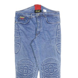 GIALI Mens Blue Slim Skinny Denim Cotton Blend Medium W34 L27 Embroidered Detail