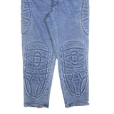 GIALI Mens Blue Slim Skinny Denim Cotton Blend Medium W34 L27 Embroidered Detail