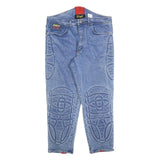 GIALI Mens Blue Slim Skinny Denim Cotton Blend Medium W34 L27 Embroidered Detail