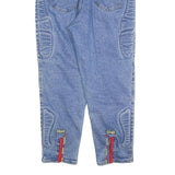 GIALI Mens Blue Slim Skinny Denim Cotton Blend Medium W34 L27 Embroidered Detail