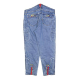 GIALI Mens Blue Slim Skinny Denim Cotton Blend Medium W34 L27 Embroidered Detail