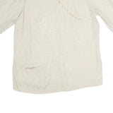 GERTRUD Womens Cream Printed Top Short Sleeve V Neck M Elegant Button Detail
