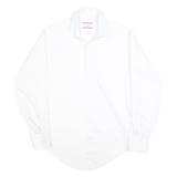SEARS Mens White Plain Shirt M Classic Long Sleeve Button Collar Cotton Blend