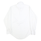 SEARS Mens White Plain Shirt M Classic Long Sleeve Button Collar Cotton Blend