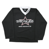 Mens Black & White Top On Ice Graphic Long Sleeve V-Neck Sports T-Shirt L