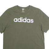 ADIDAS Mens Green Cotton T-Shirt L Short Sleeve Crew Neck Logo