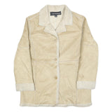 WEATHERPROOF Womens Beige Button Jacket L Polyester Faux Shearling Winter Coat