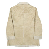 WEATHERPROOF Womens Beige Button Jacket L Polyester Faux Shearling Winter Coat