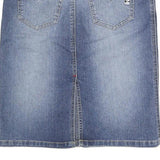 ECKO UNLTD Womens Blue Denim Straight Knee Length Cotton Blend Skirt M Red