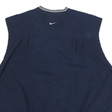 NIKE Mens Blue Cotton Blend V-Neck M Sleeveless Casual Pullover Sweatshirt
