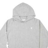 CHAMPION Womens Grey Hoodie M Cotton Blend Pullover Logo Print
