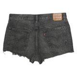 LEVI'S Womens Black Denim Cut-Off Shorts M W32 Distressed Frayed Hem