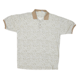 BUGLE BOY Mens Beige Floral Print Short Sleeve Polo Shirt L Polyester Blend