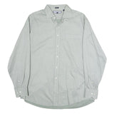 TOMMY HILFIGER Mens Light Grey Cotton Shirt L Classic Fit Button Down Collar