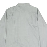 TOMMY HILFIGER Mens Light Grey Cotton Shirt L Classic Fit Button Down Collar