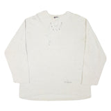 GYMNASIUM Mens Cream Cotton Blend Lace Up Neck L Sweatshirt Pullover Casual