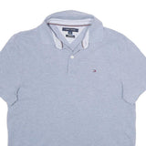 TOMMY HILFIGER Mens Blue Short Sleeve Polo Shirt M Classic Flag Logo