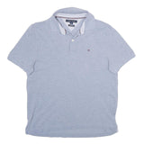 TOMMY HILFIGER Mens Blue Short Sleeve Polo Shirt M Classic Flag Logo