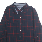 TOMMY HILFIGER Womens Blue & Red Checked Cotton Shirt L Long Sleeve Casual