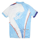 CUORE Mens Blue White Polyester Cycling Jersey L Short Sleeve Zip Neck