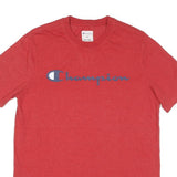 CHAMPION Mens Red Graphic T-Shirt S Short Sleeve Crew Neck Classic Cotton Blend