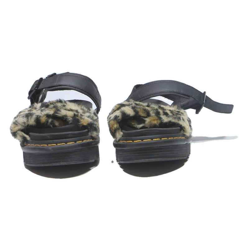 DR MARTENS Womens Black Leather Platform Sandals UK 5 Faux Fur Leopard Print