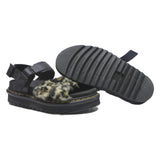 DR MARTENS Womens Black Leather Platform Sandals UK 5 Faux Fur Leopard Print