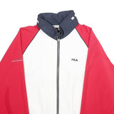 FILA Womens White & Red Zip Jacket L Plain Lightweight Casual Retro Sportswear