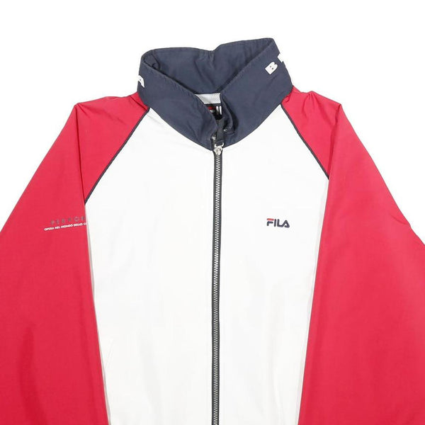 FILA Womens White & Red Zip Jacket L Plain Lightweight Casual Retro Sportswear