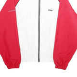 FILA Womens White & Red Zip Jacket L Plain Lightweight Casual Retro Sportswear
