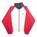 FILA Womens White & Red Zip Jacket L Plain Lightweight Casual Retro Sportswear