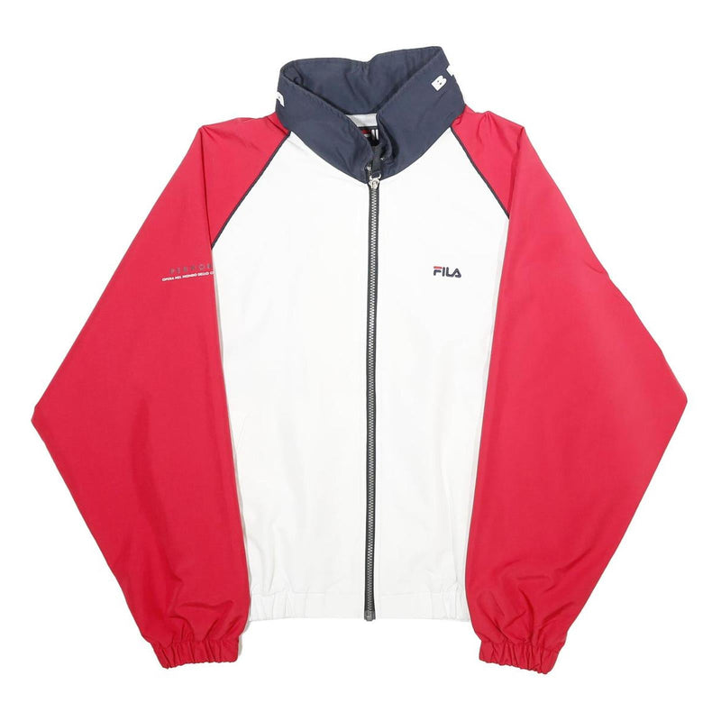 FILA Womens White & Red Zip Jacket L Plain Lightweight Casual Retro Sportswear