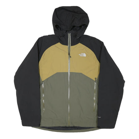 THE NORTH FACE Mens Black & Olive Green Zip Up Outdoor Jacket L Polyester Blend