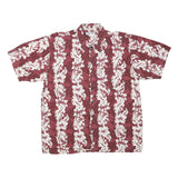 CHEROKEE Mens Red & Cream Floral Casual Shirt L Lightweight Cotton Blend Summer