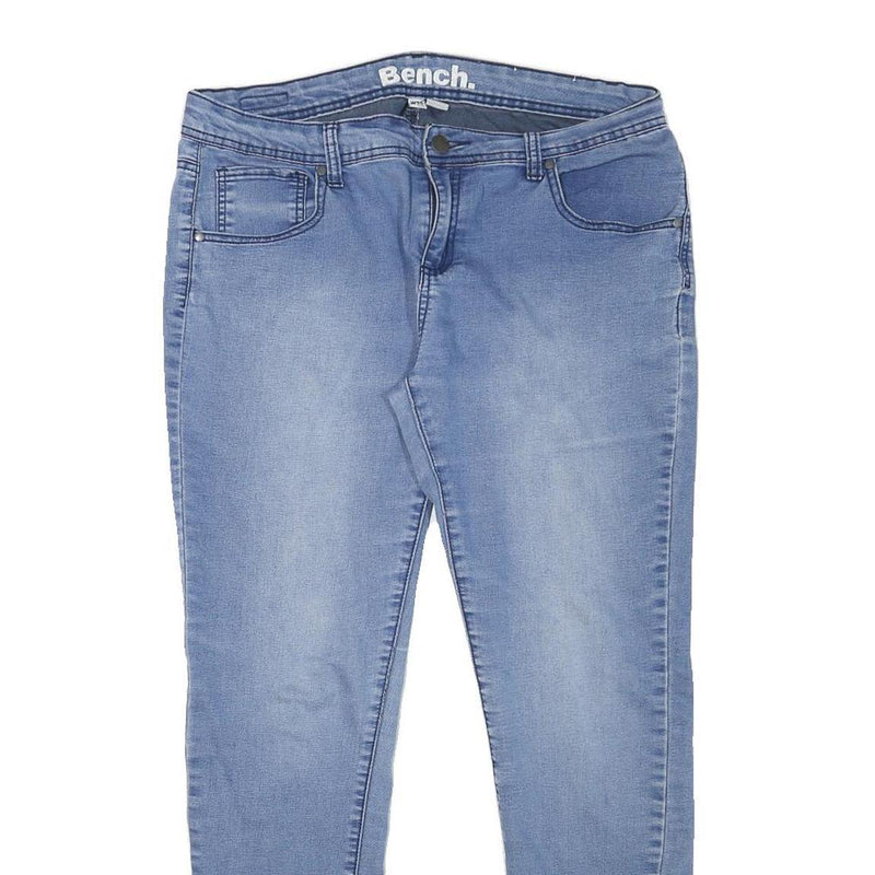 BENCH Womens Slim Blue Denim Jeans W34 L27 Zip Closure Stretch Cotton Blend