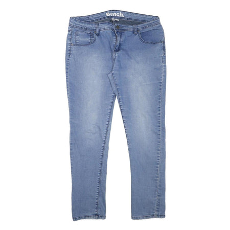 BENCH Womens Slim Blue Denim Jeans W34 L27 Zip Closure Stretch Cotton Blend