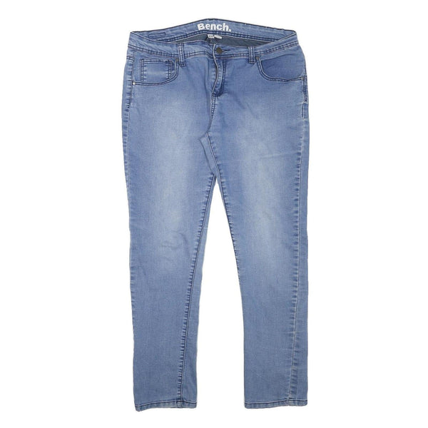 BENCH Womens Slim Blue Denim Jeans W34 L27 Zip Closure Stretch Cotton Blend