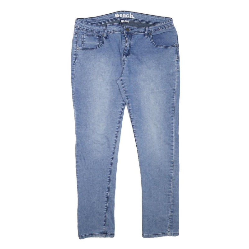 BENCH Womens Slim Blue Denim Jeans W34 L27 Zip Closure Stretch Cotton Blend