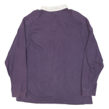 CHAPS Mens Purple & White Long Sleeve Plain XL Cotton Blend Polo Shirt Casual