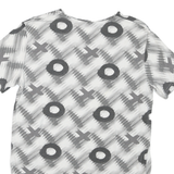 Womens White & Grey Modern Colourblock T-Shirt L Short Sleeve Crew Neck Graphic
