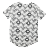 Womens White & Grey Modern Colourblock T-Shirt L Short Sleeve Crew Neck Graphic