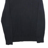 NAUTICA Mens Black Plain V Neck Basic Knit Jumper Cotton M Comfortable Casual