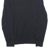 NAUTICA Mens Black Plain V Neck Basic Knit Jumper Cotton M Comfortable Casual